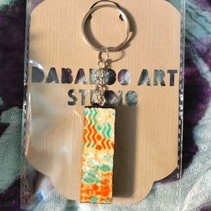 Handmade Turquoise and Orange Fish Keychain